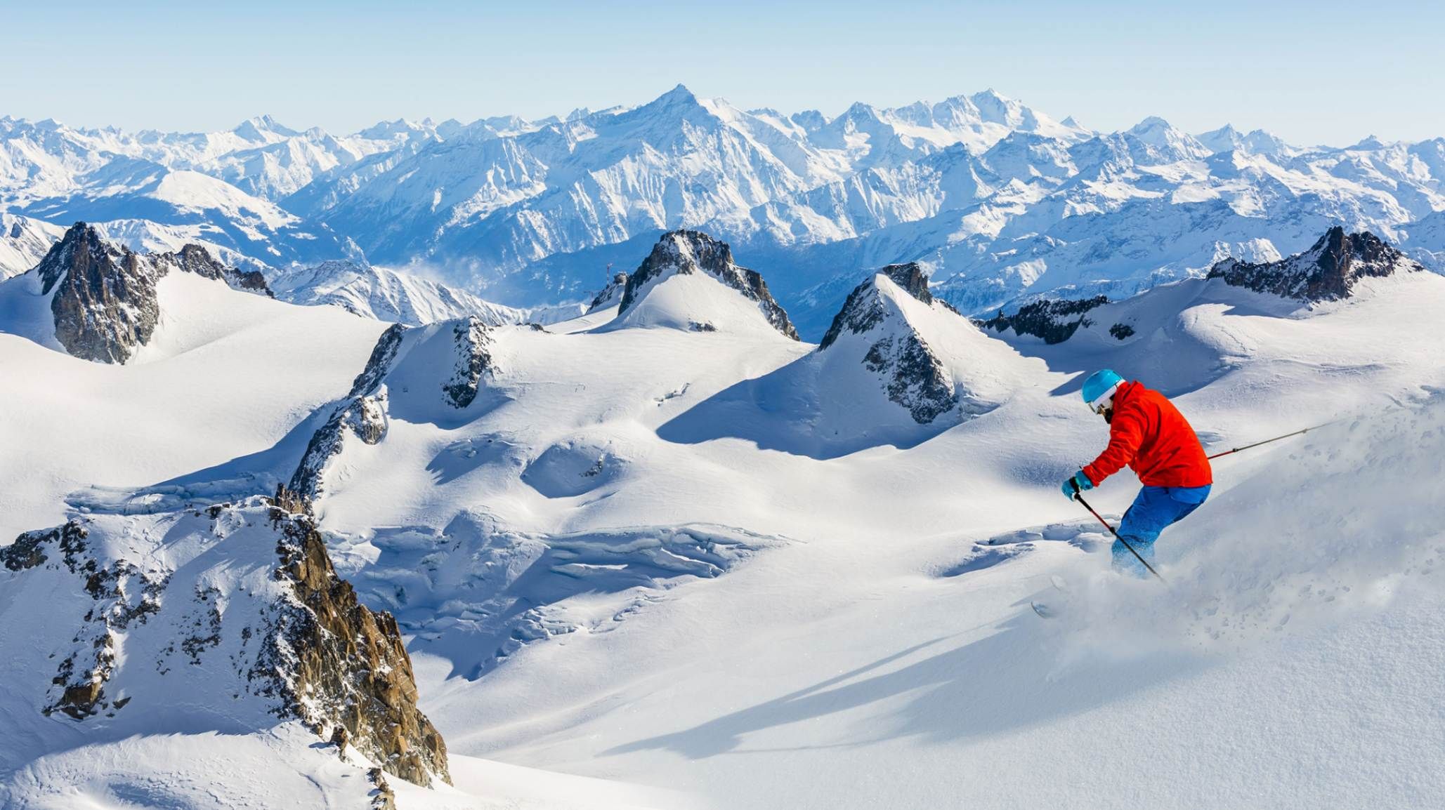 Skiing in Chamonix during winter season