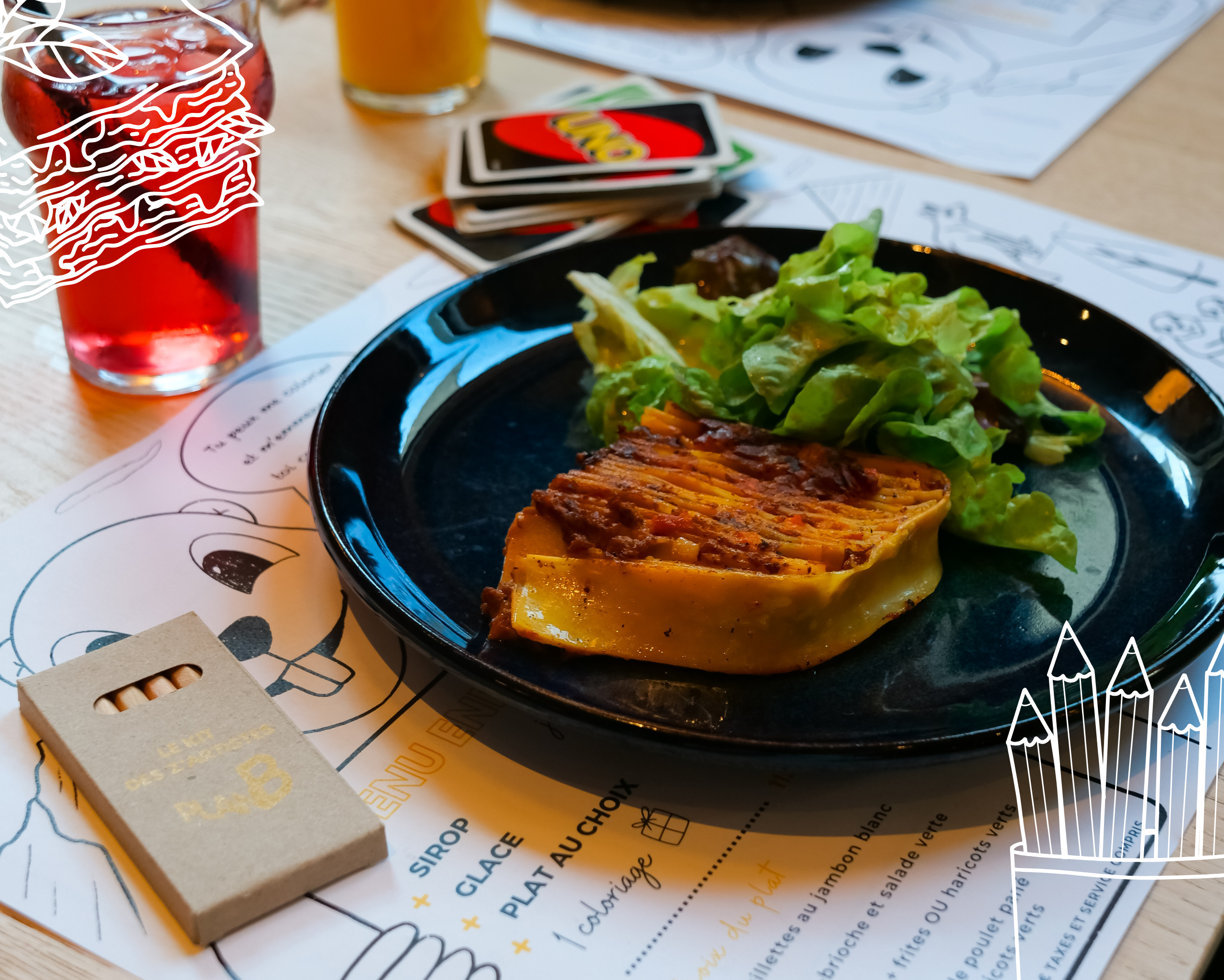 Menu enfant coloriage lasagnes bolo